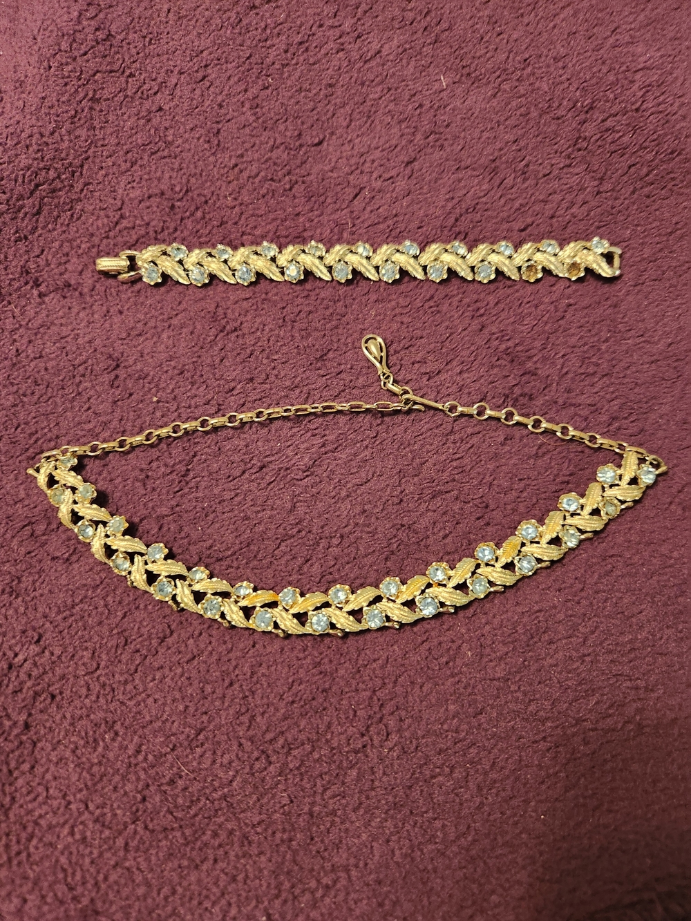 Silver-Tone Crystal Link Necklace and Bracelet Set